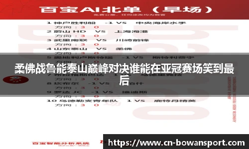 柔佛战鲁能泰山巅峰对决谁能在亚冠赛场笑到最后